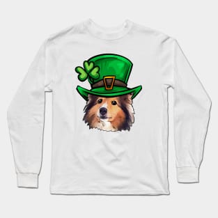 St Patricks Day Shetland Sheepdog Long Sleeve T-Shirt